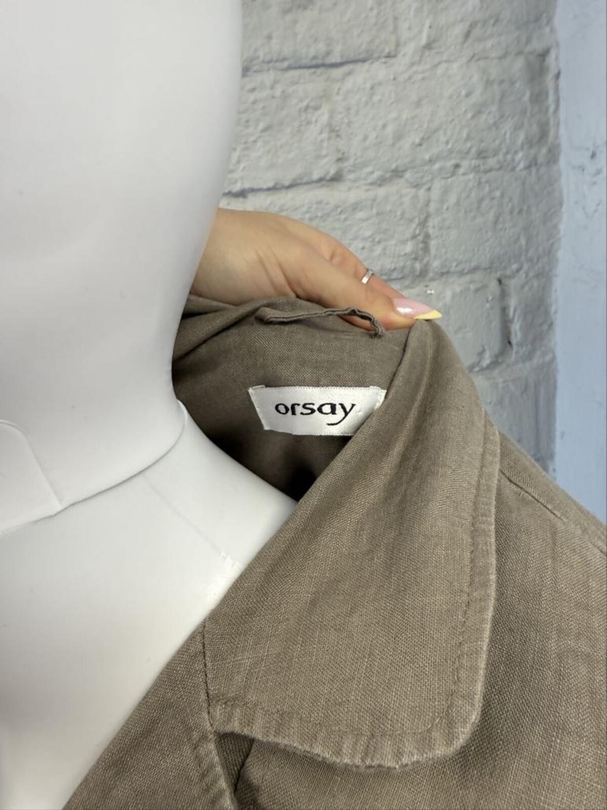 Orsay taupe linen jacket blazer with button detail