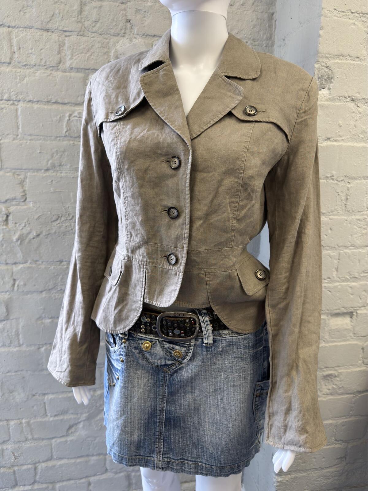 Orsay taupe linen jacket blazer with button detail