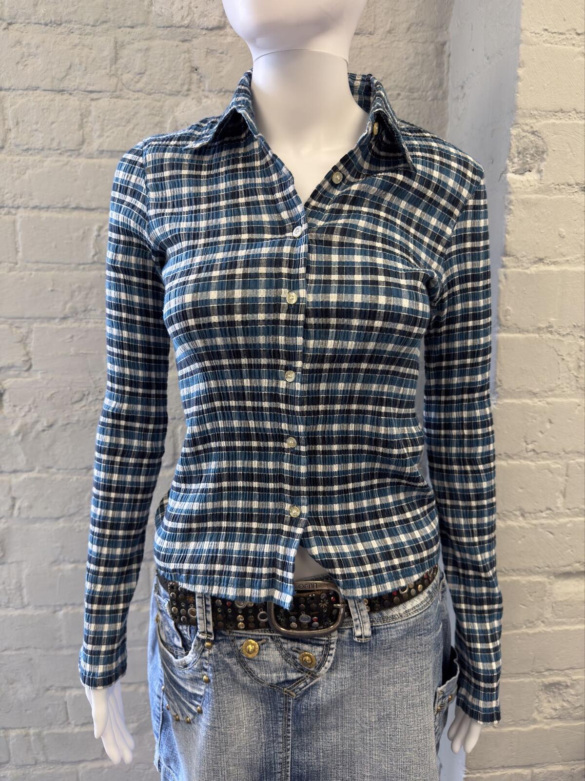 Terranova Blue and White Plaid Fitted Shirt
