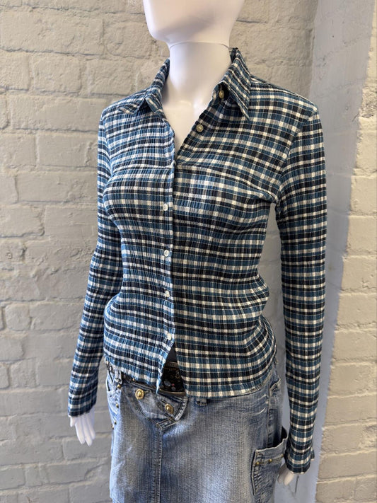 Terranova Blue and White Plaid Fitted Shirt