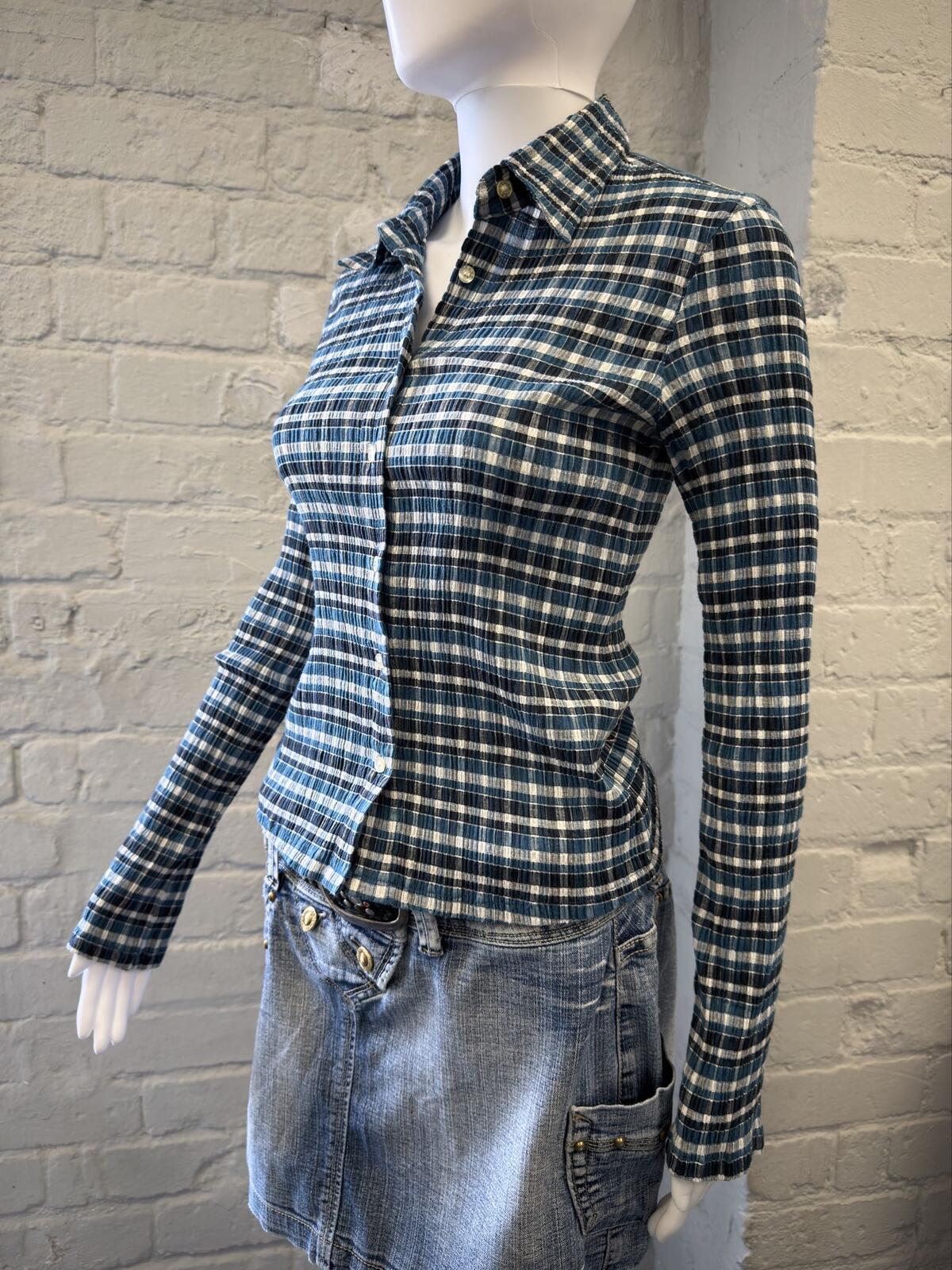 Terranova Blue and White Plaid Fitted Shirt