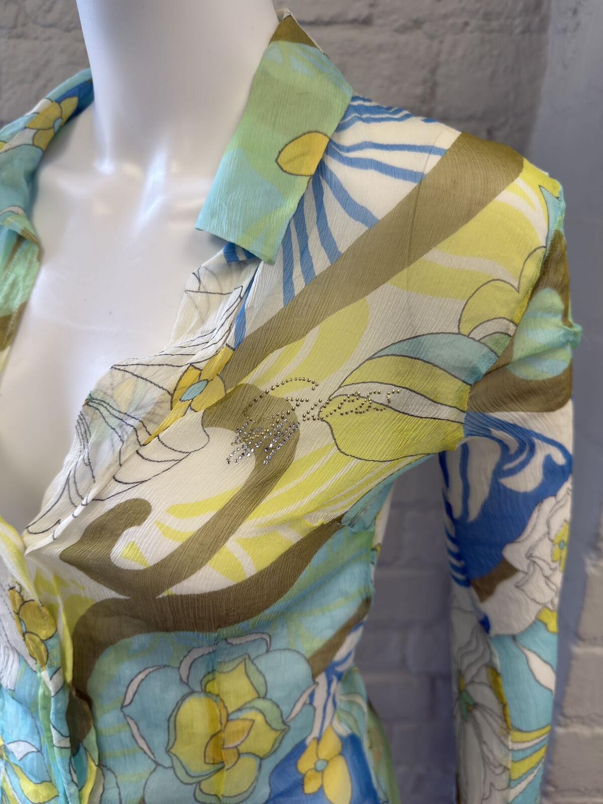 GUESS by Marciano Floral Print Sheer Long Sleeve Shirt
