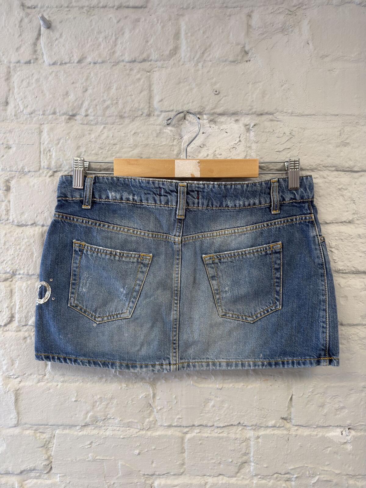 Liu Jo Italian Embellished Denim Mini Skirt