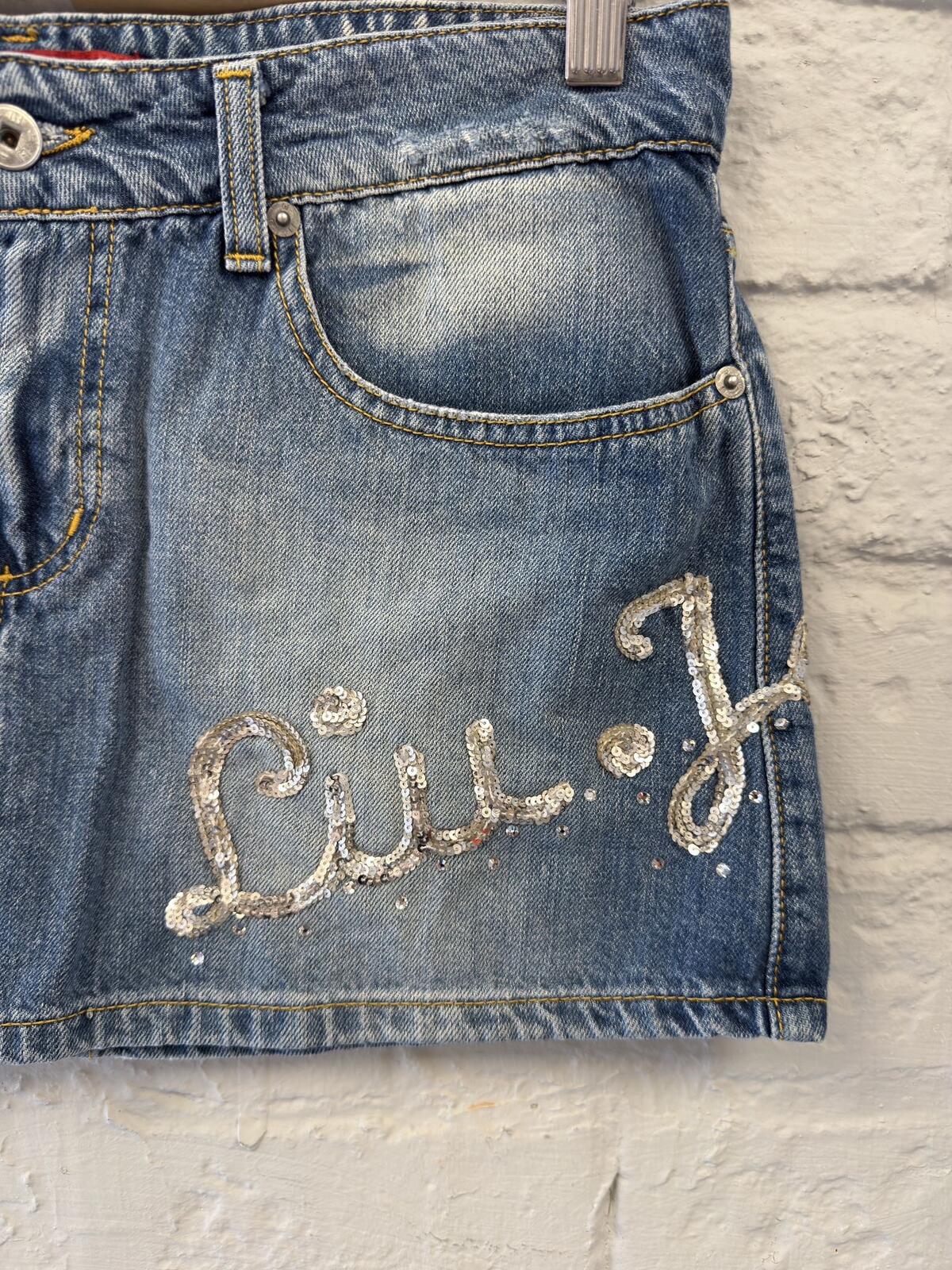 Liu Jo Italian Embellished Denim Mini Skirt