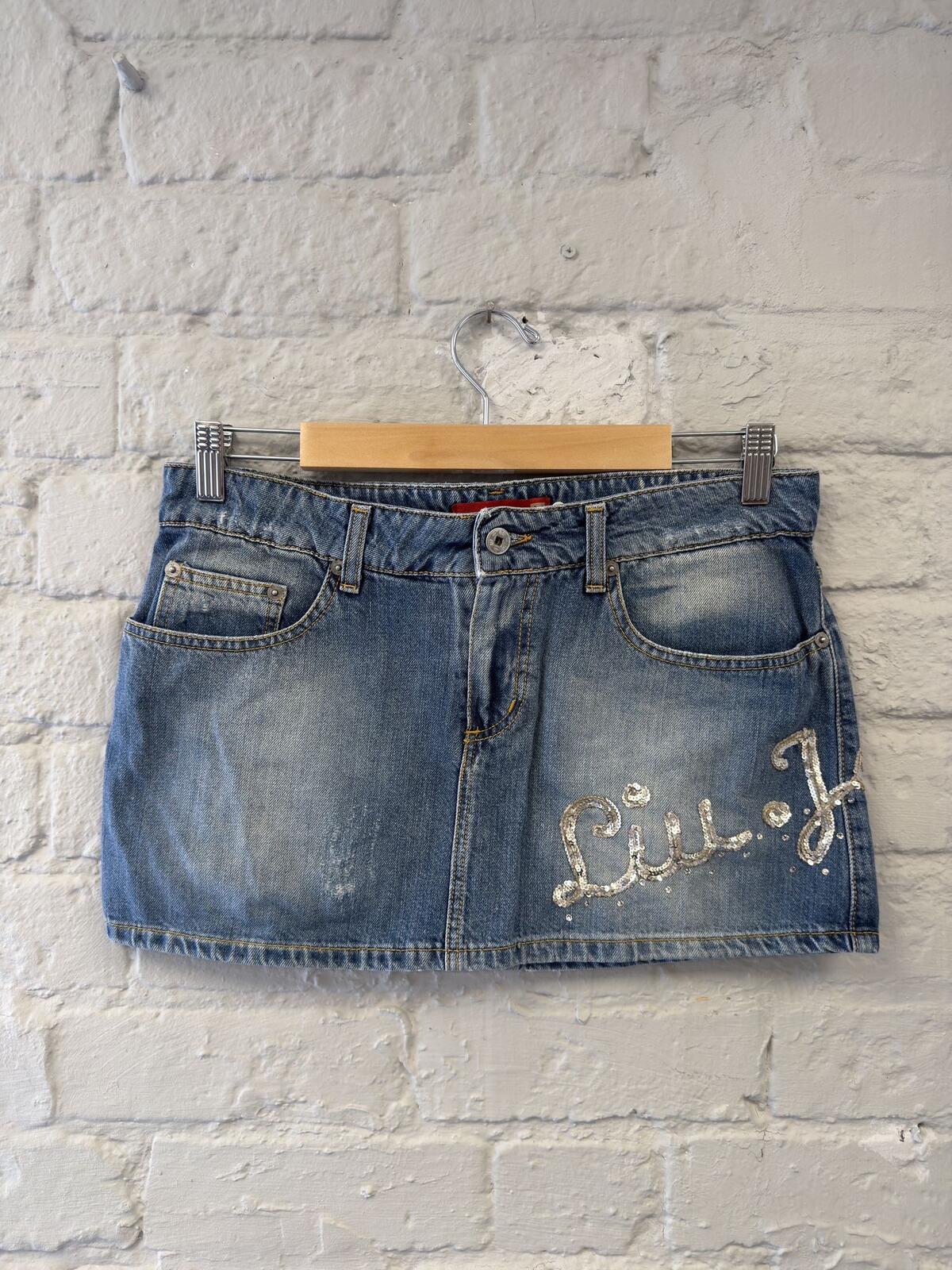 Liu Jo Italian Embellished Denim Mini Skirt
