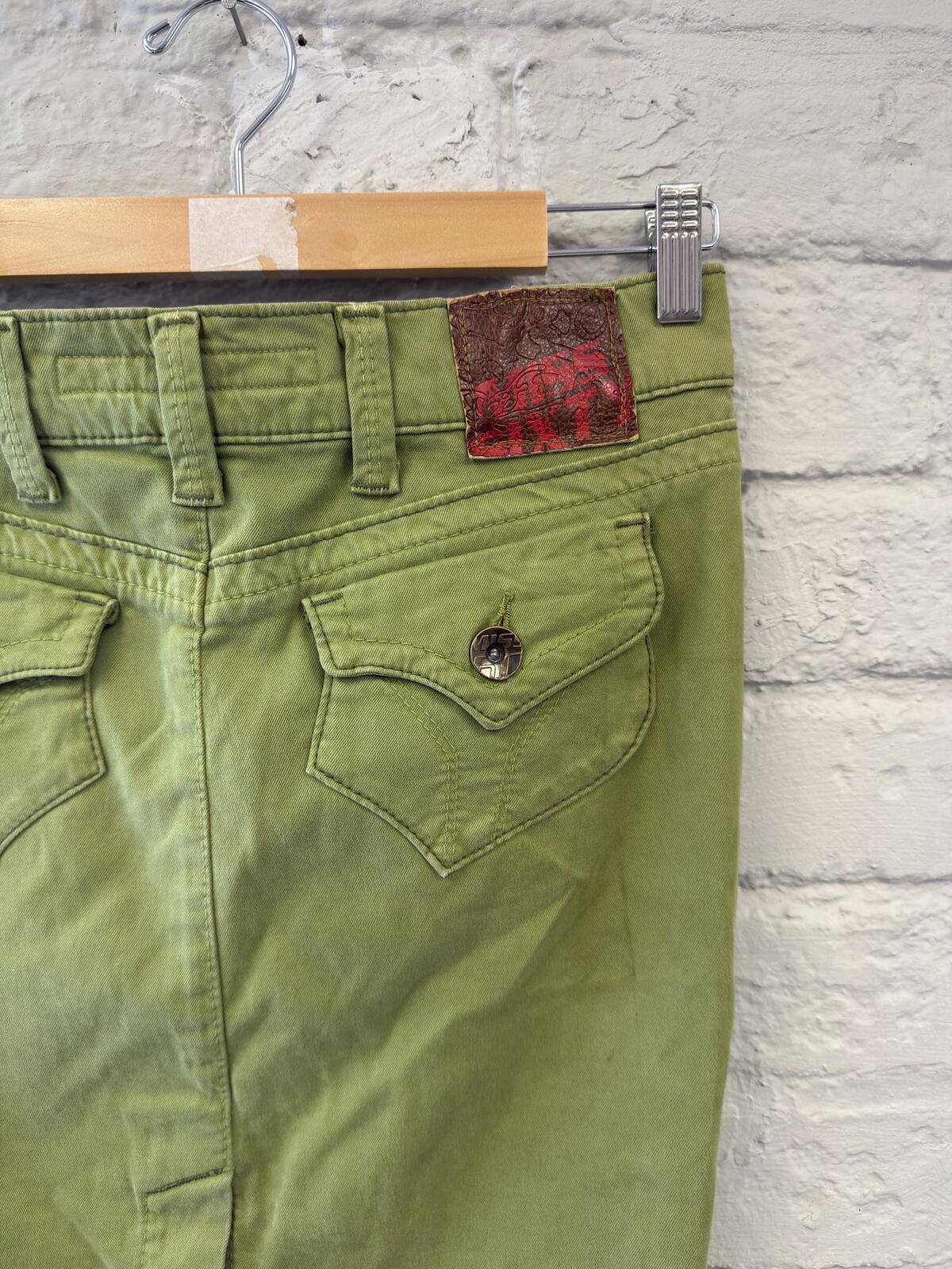 Miss Sixty Olive Green Knee-Length Pencil Skirt