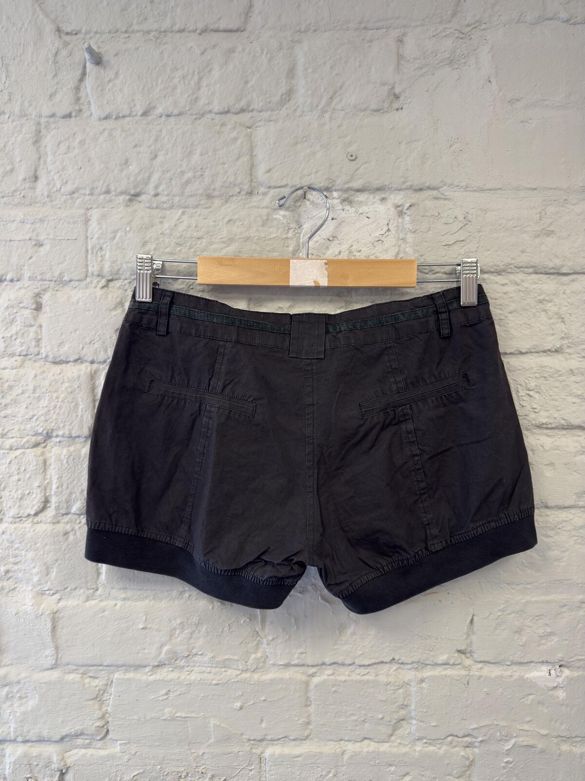 Leads Black Cotton Shorts with Elasticated hem