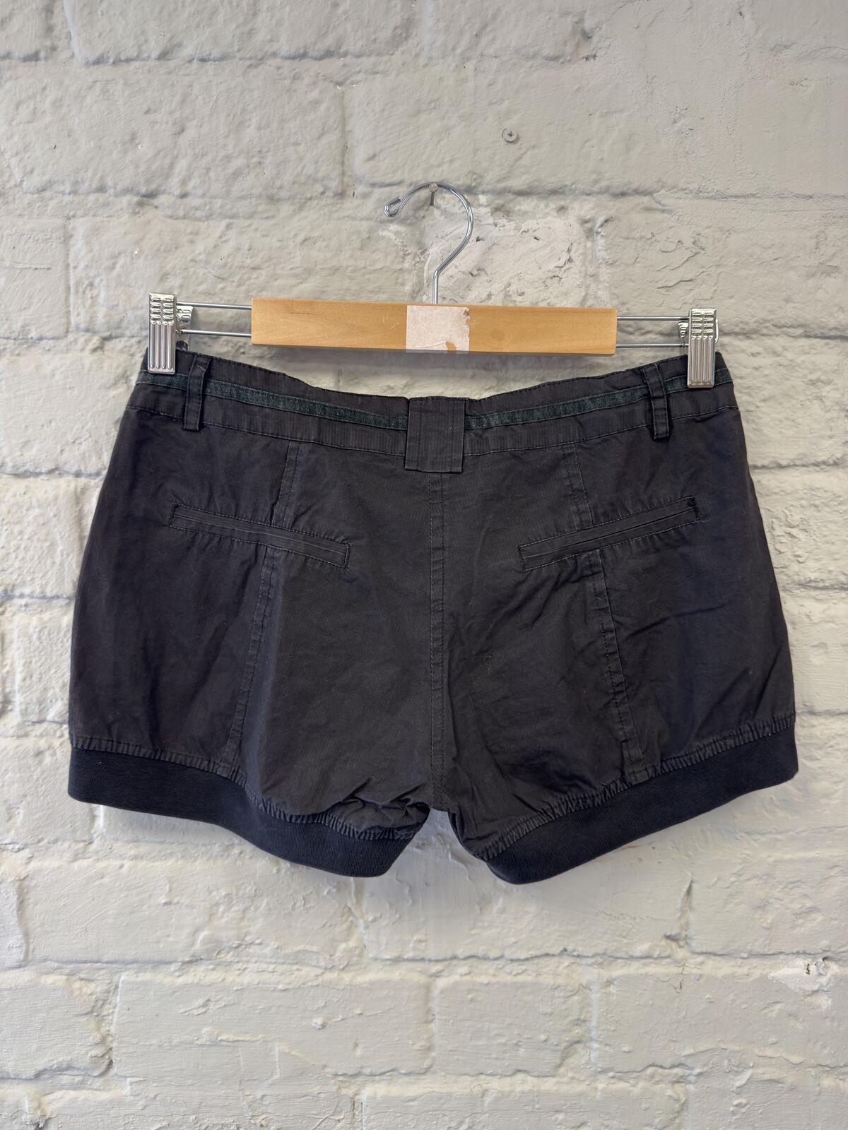 Leads Black Cotton Shorts with Elasticated hem