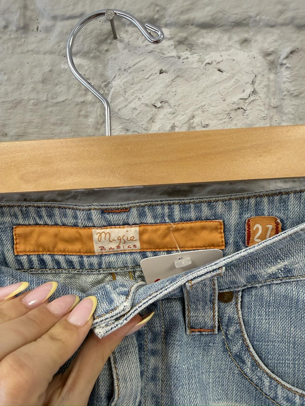 Light Wash Embroidered Denim Mini Skirt
