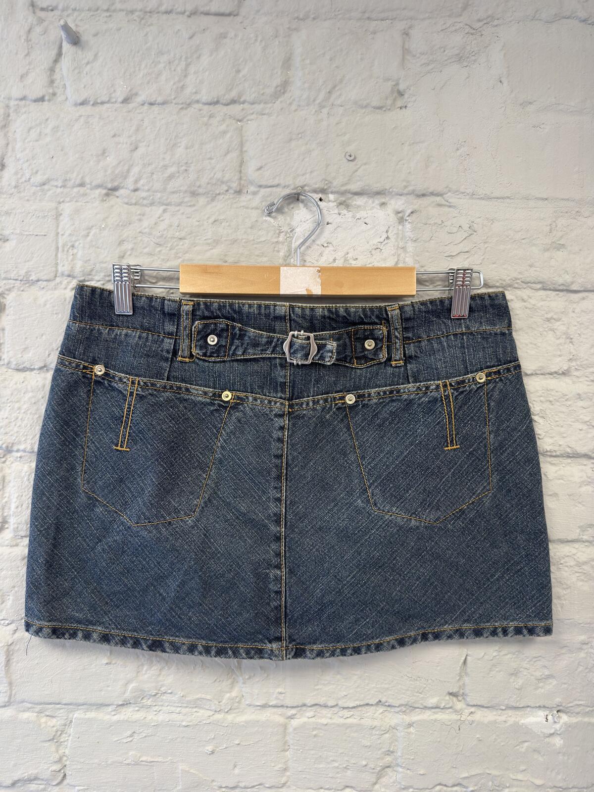 JDC Denim Mini Skirt with Buckle Belt