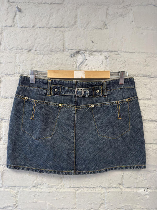 JDC Denim Mini Skirt with Buckle Belt