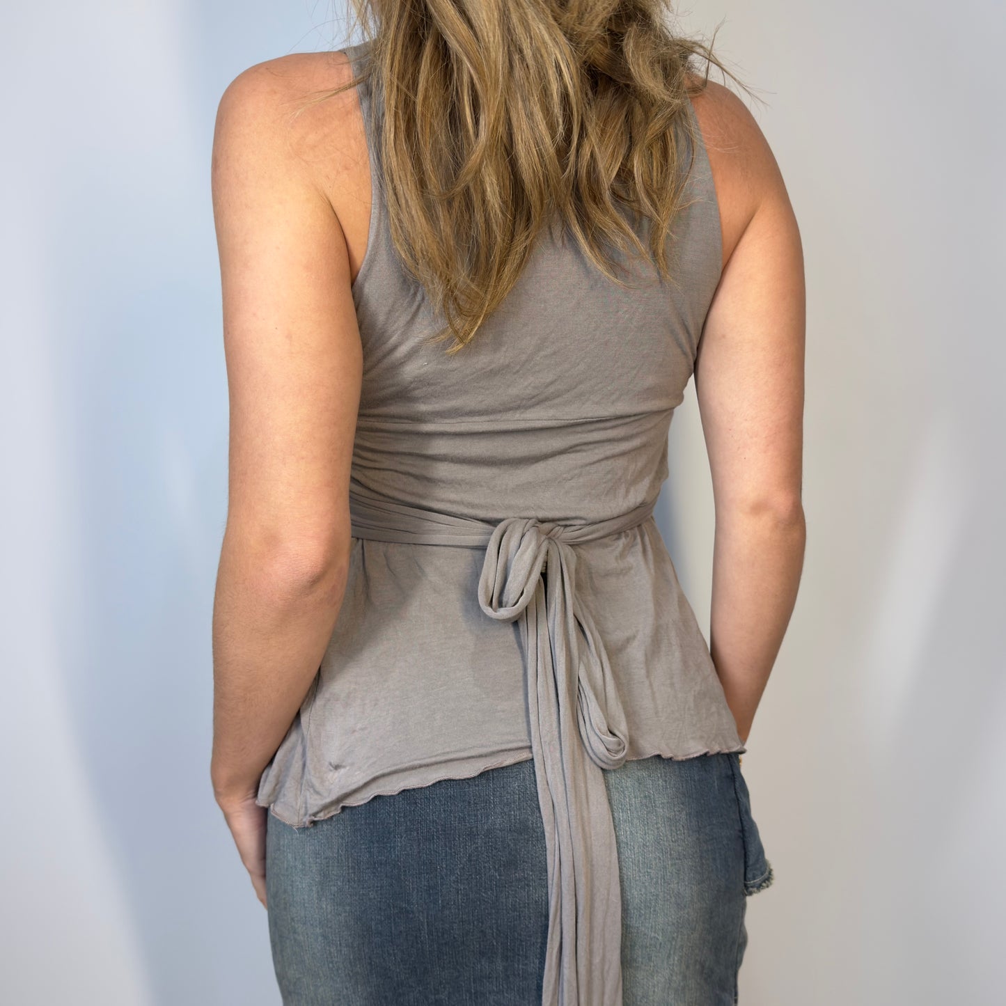 Angela Davis taupe brown tank top- SIZE L