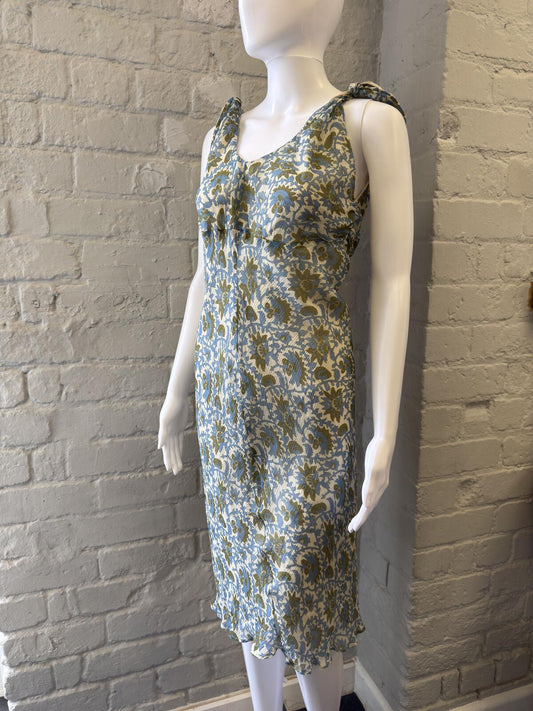 BluNauta Floral Print Silk Midi Dress