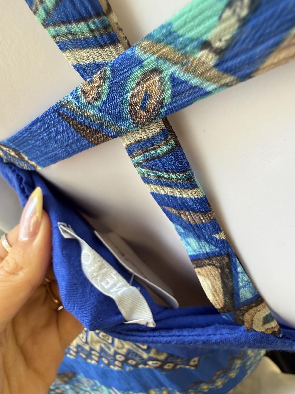 Nemo blue patterned strappy midi dress