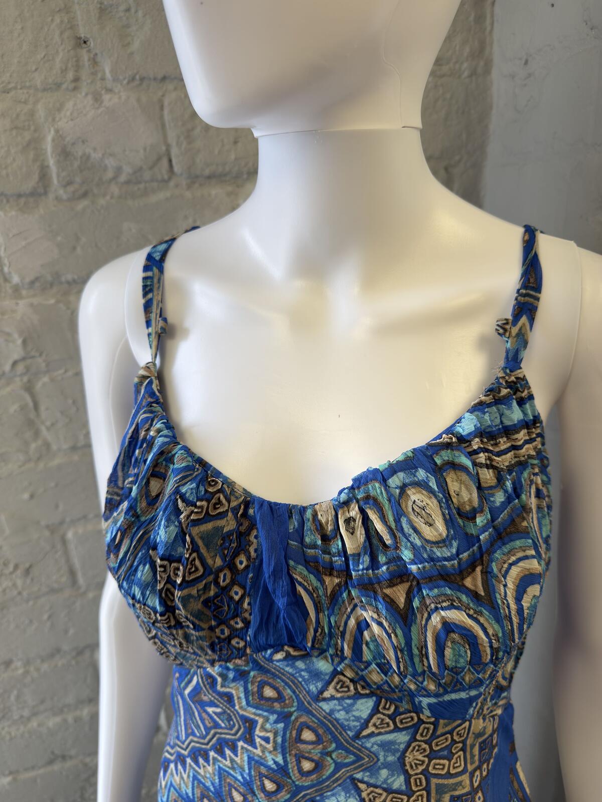 Nemo blue patterned strappy midi dress