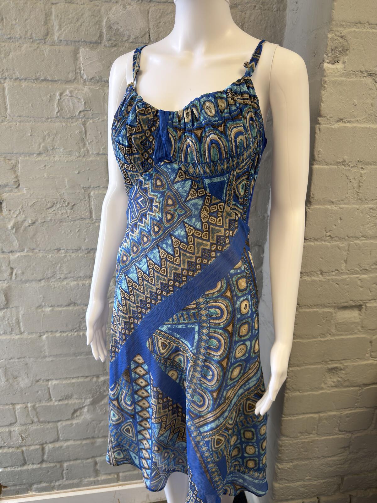 Nemo blue patterned strappy midi dress