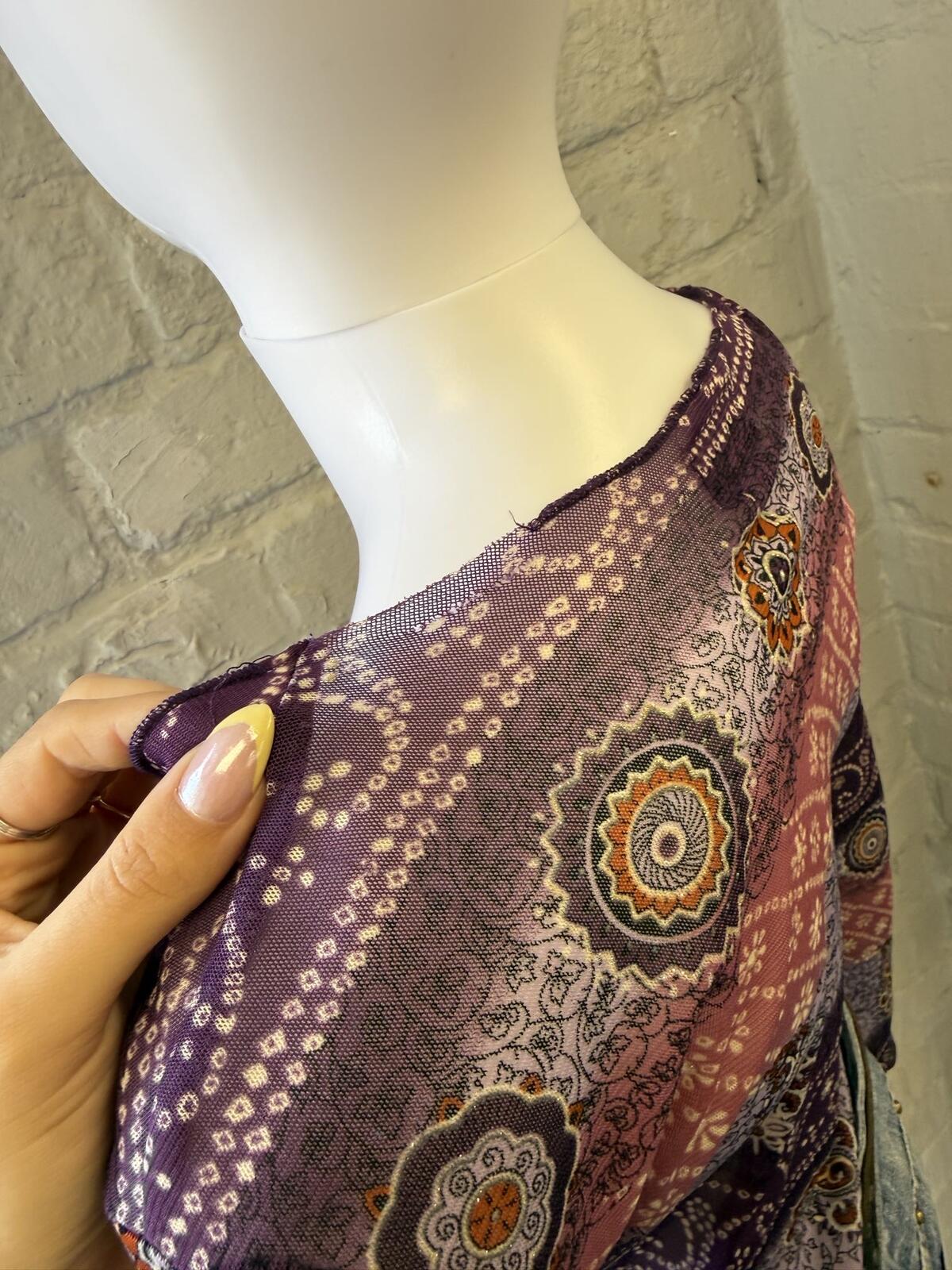 Rainbow Collection Long Sleeve Paisley Print V-Neck Top