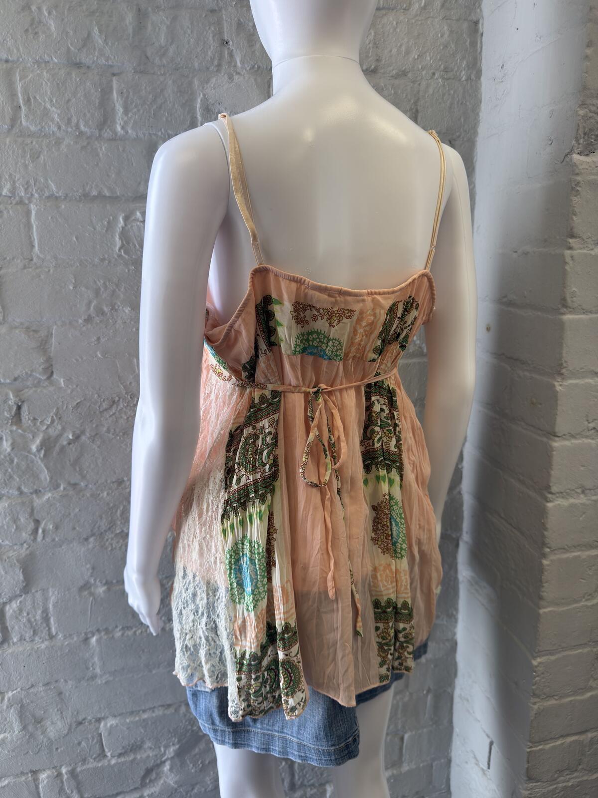 Vintage Boho Patchwork Spaghetti Strap Cami Top