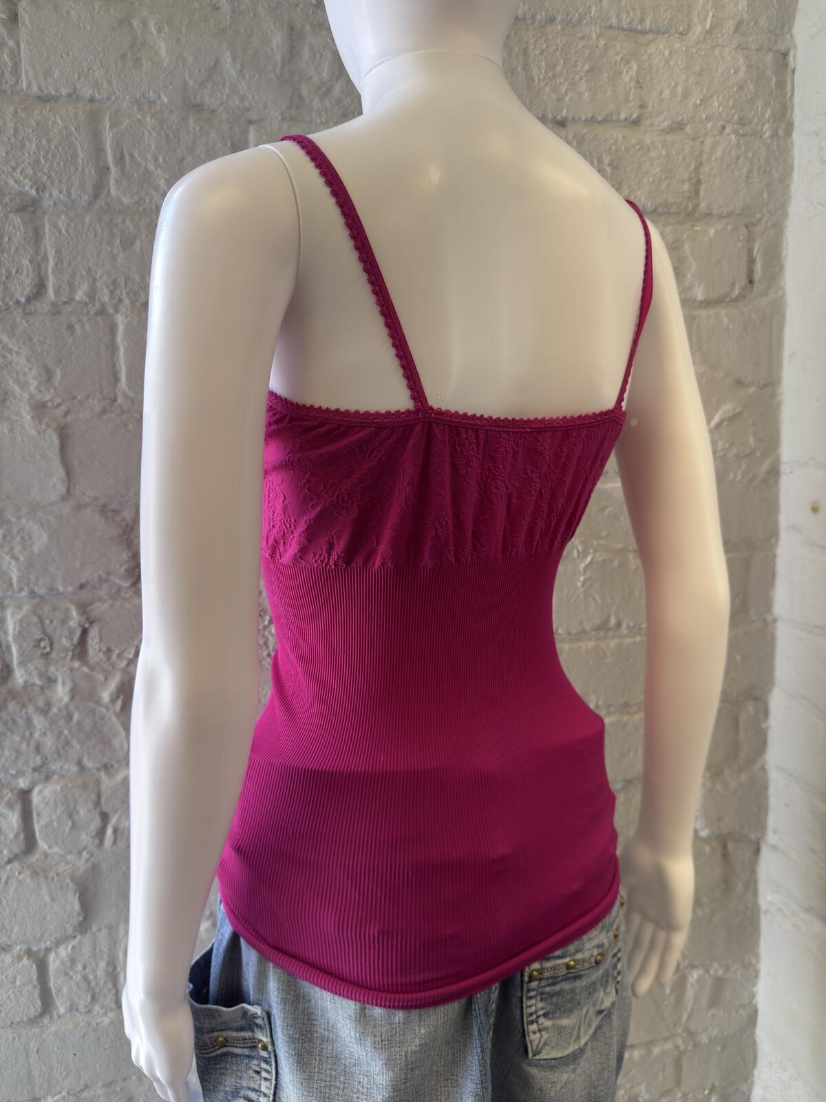 Express Magenta Lace Trim Cami Top