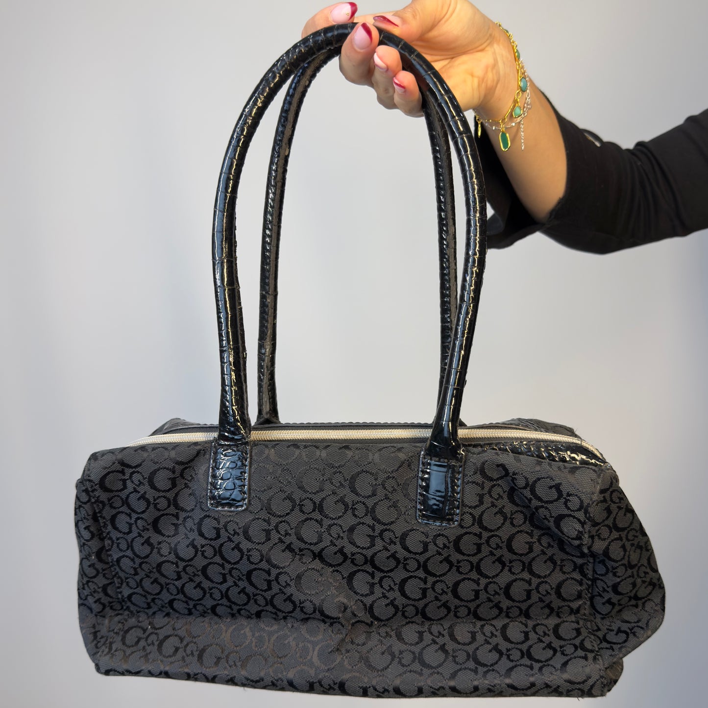 GUESS Los Angeles black monogram handbag