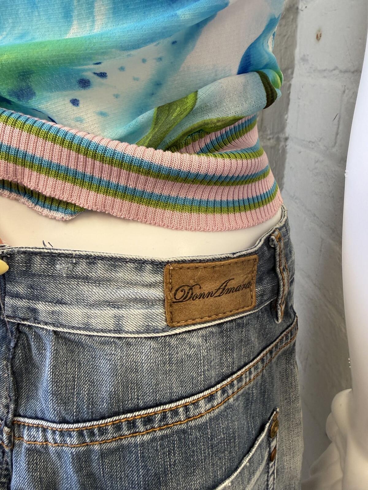 Donn Amara Denim Mini Skirt with Studded Pockets