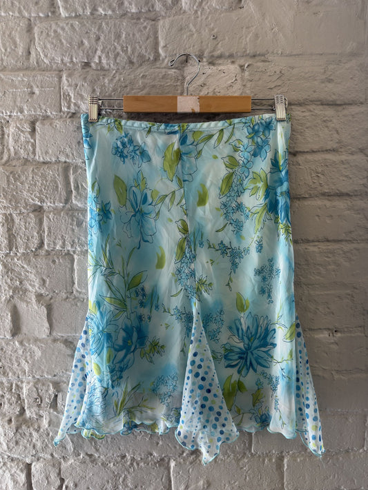 Floral and Polka Dot Flared Skirt