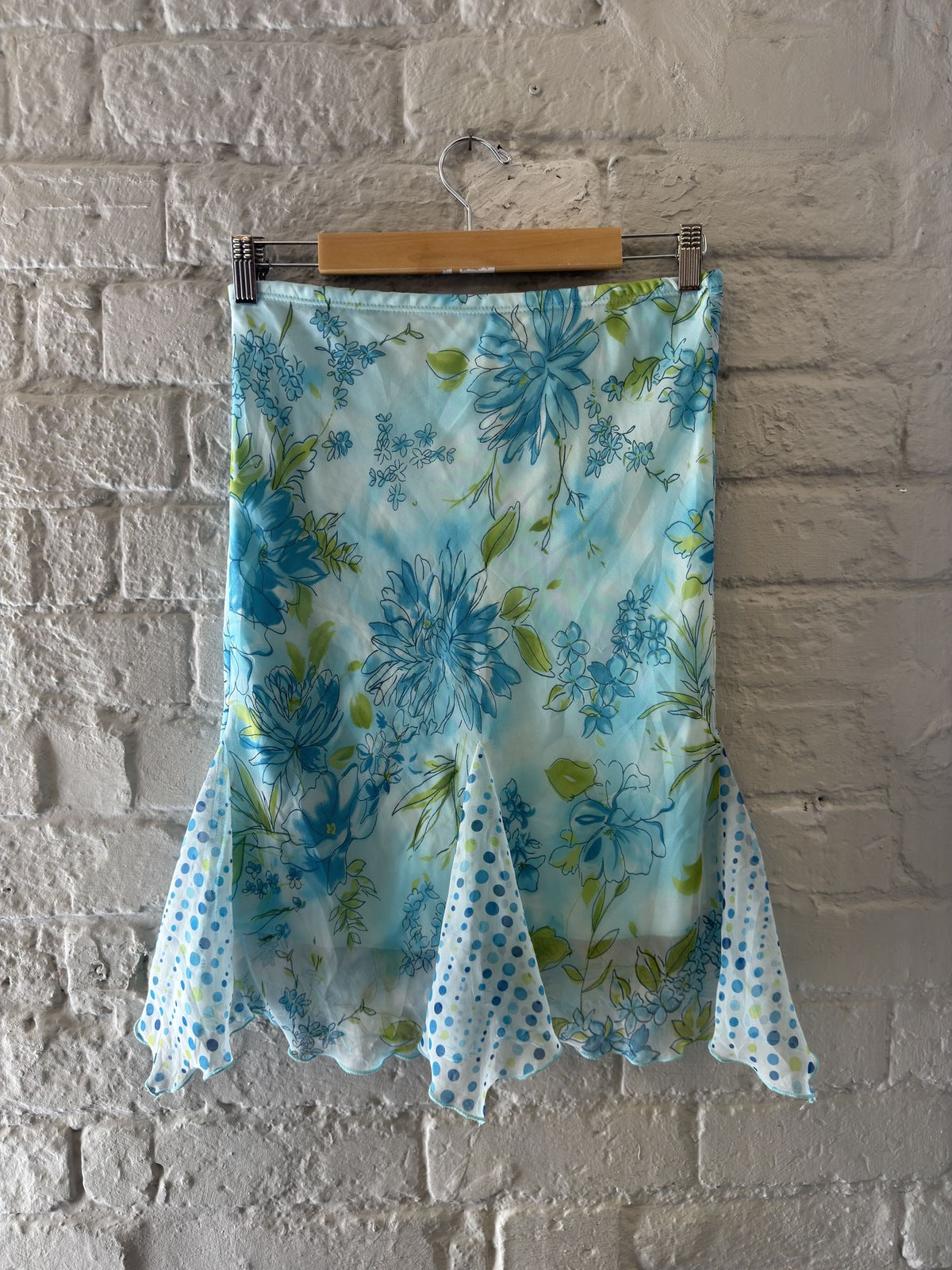 Floral and Polka Dot Flared Skirt