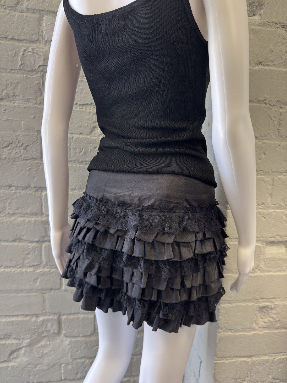 XXI Black Ruffled Mini Skirt with Lace Detail