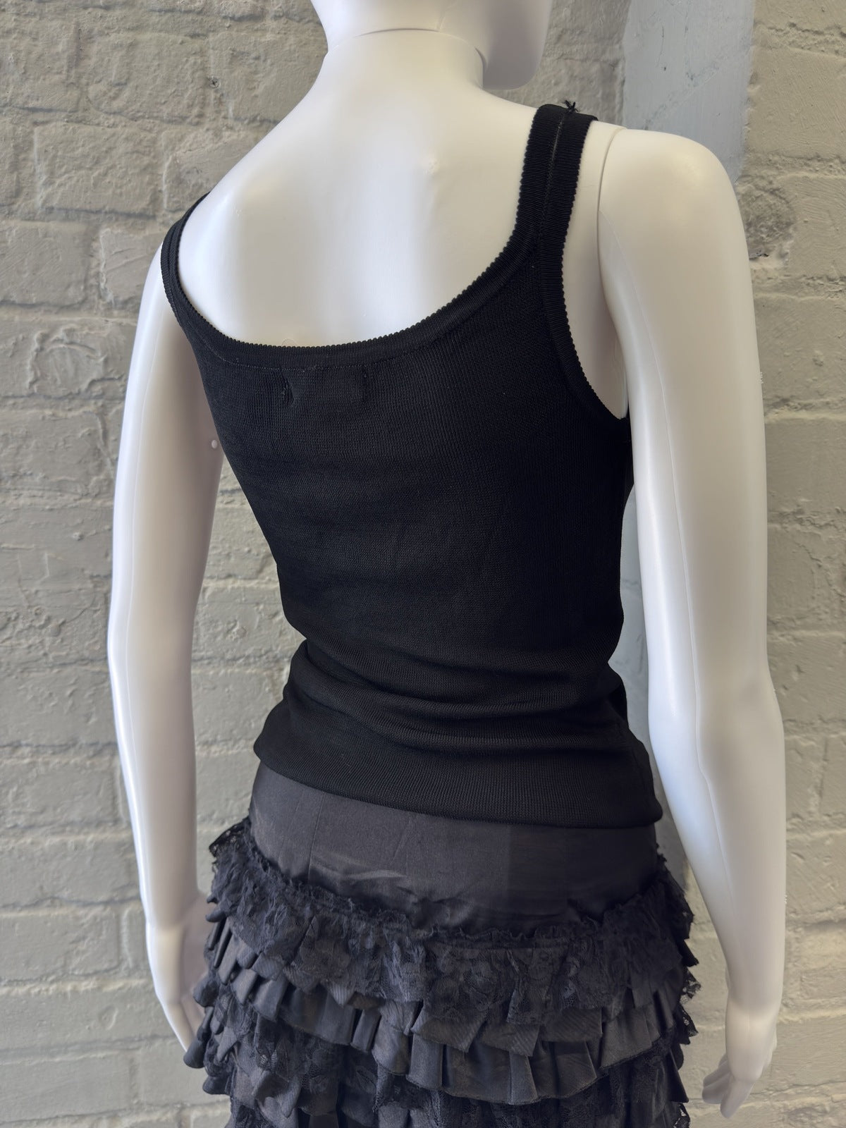 Noosi Italia Black Cami with Embroidered Floral Detail