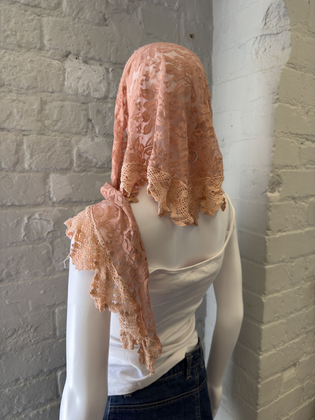 Peach Lace Hood Scarf