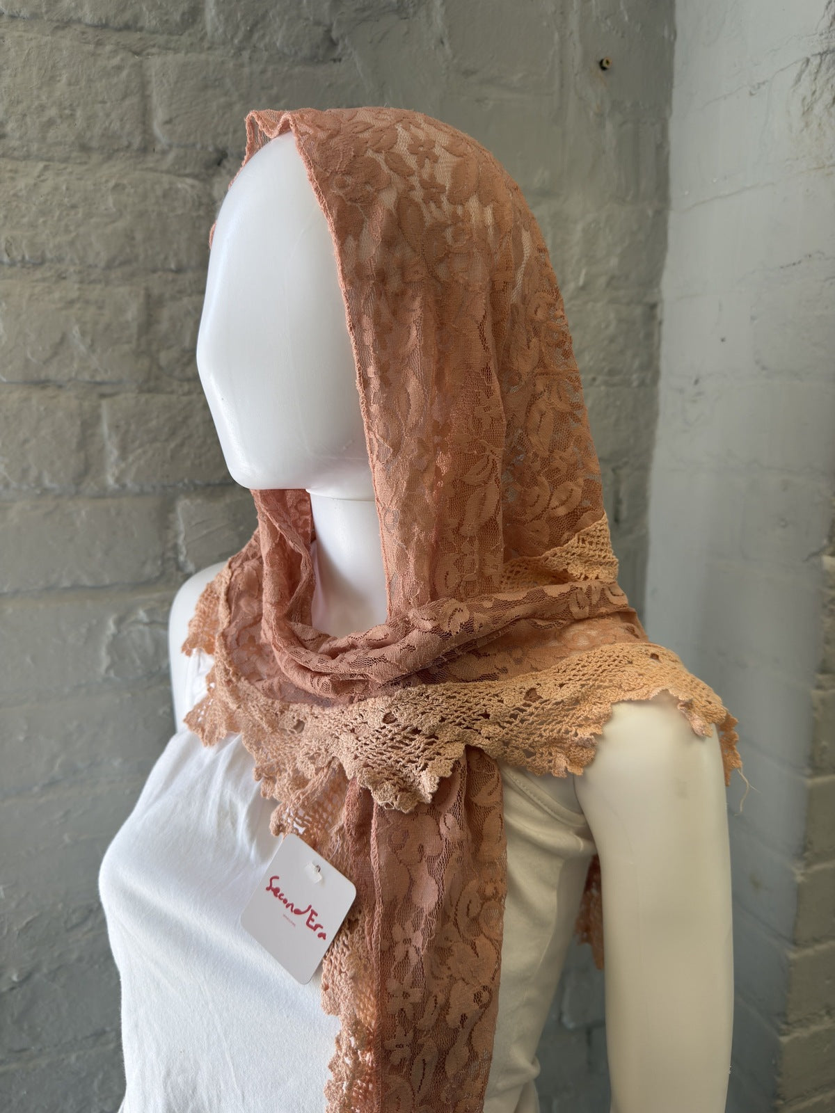 Peach Lace Hood Scarf