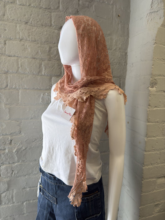 Peach Lace Hood Scarf
