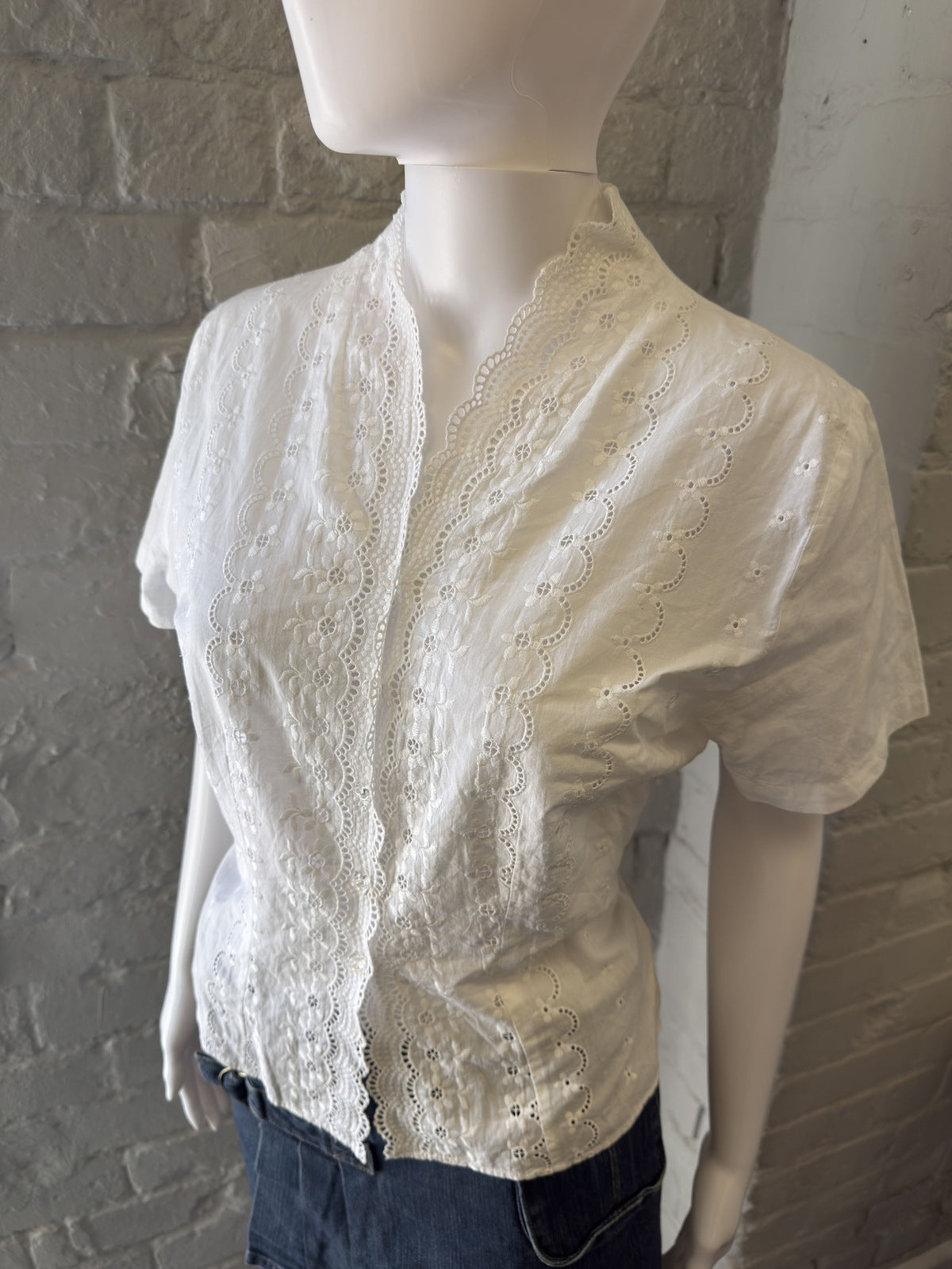 White Embroidered Cotton Blouse Made in Italy