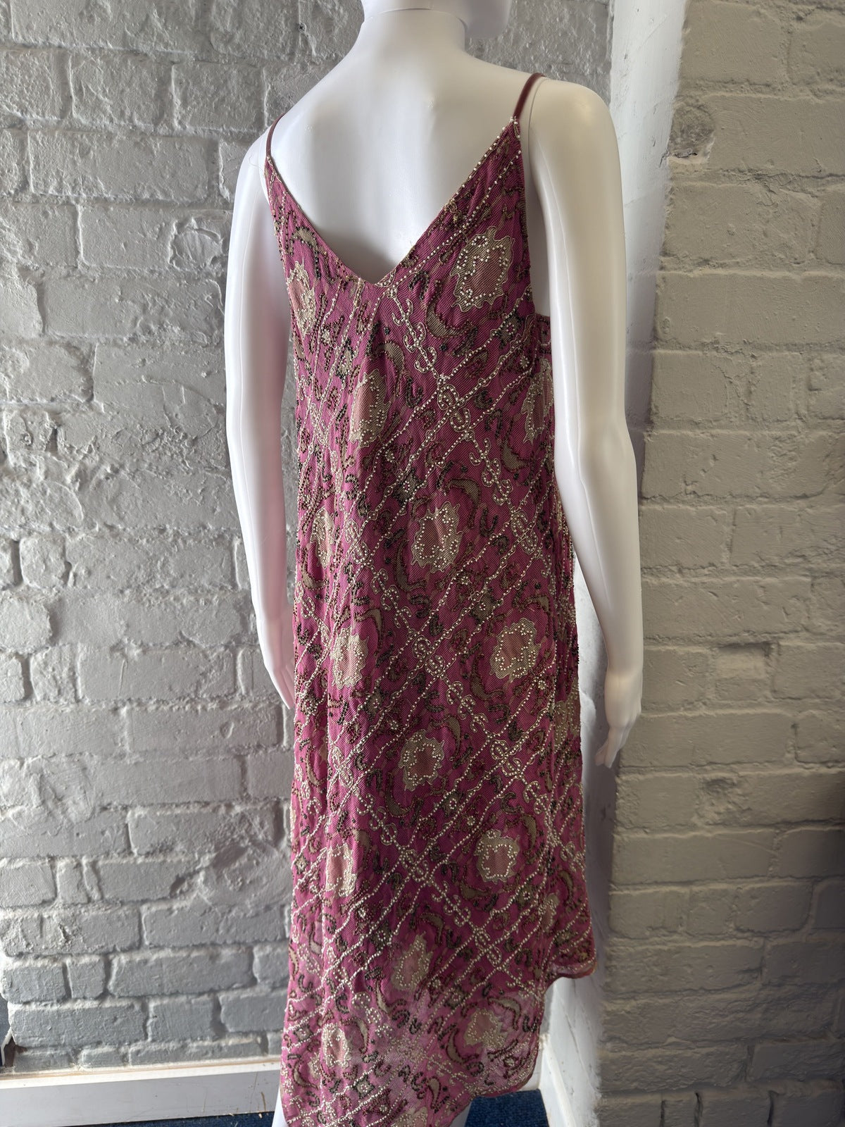 Beaded Pink Slip Dress