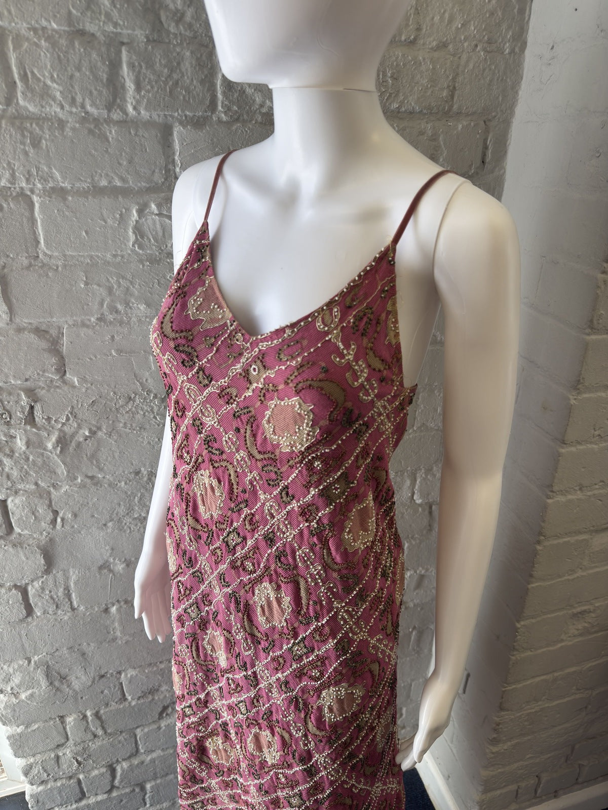 Beaded Pink Slip Dress