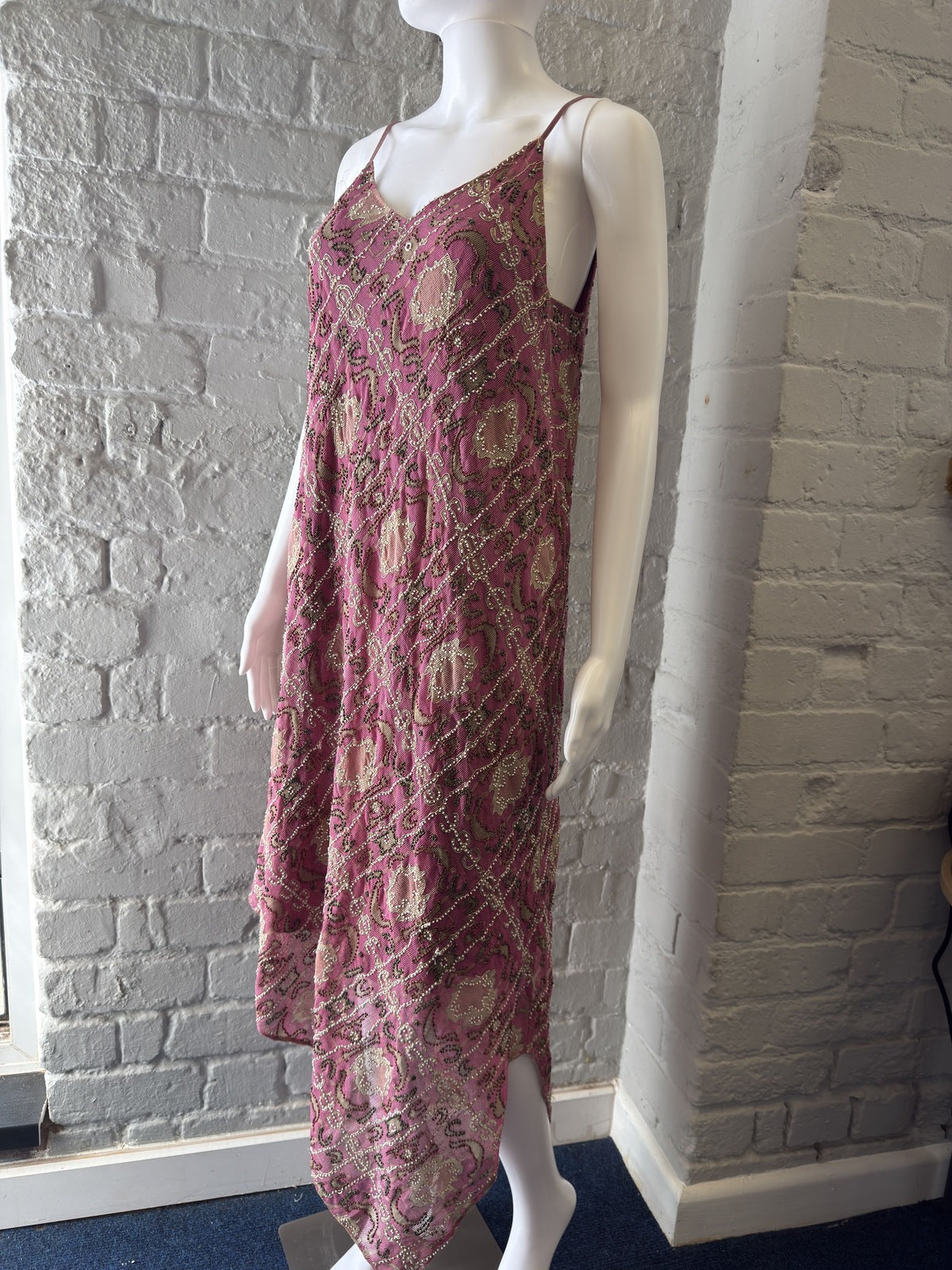 Beaded Pink Slip Dress