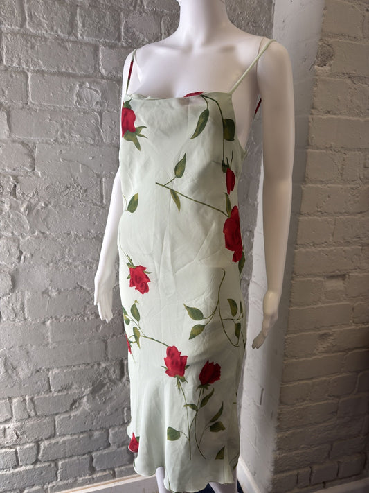 Floral Print Slip Midi Dress with Spaghetti Straps