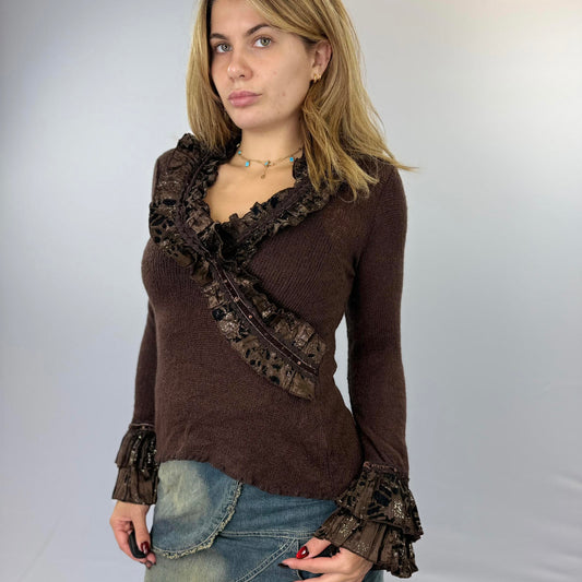 Jus D' Orange Brown Long Sleeve Knit top - SIZE M