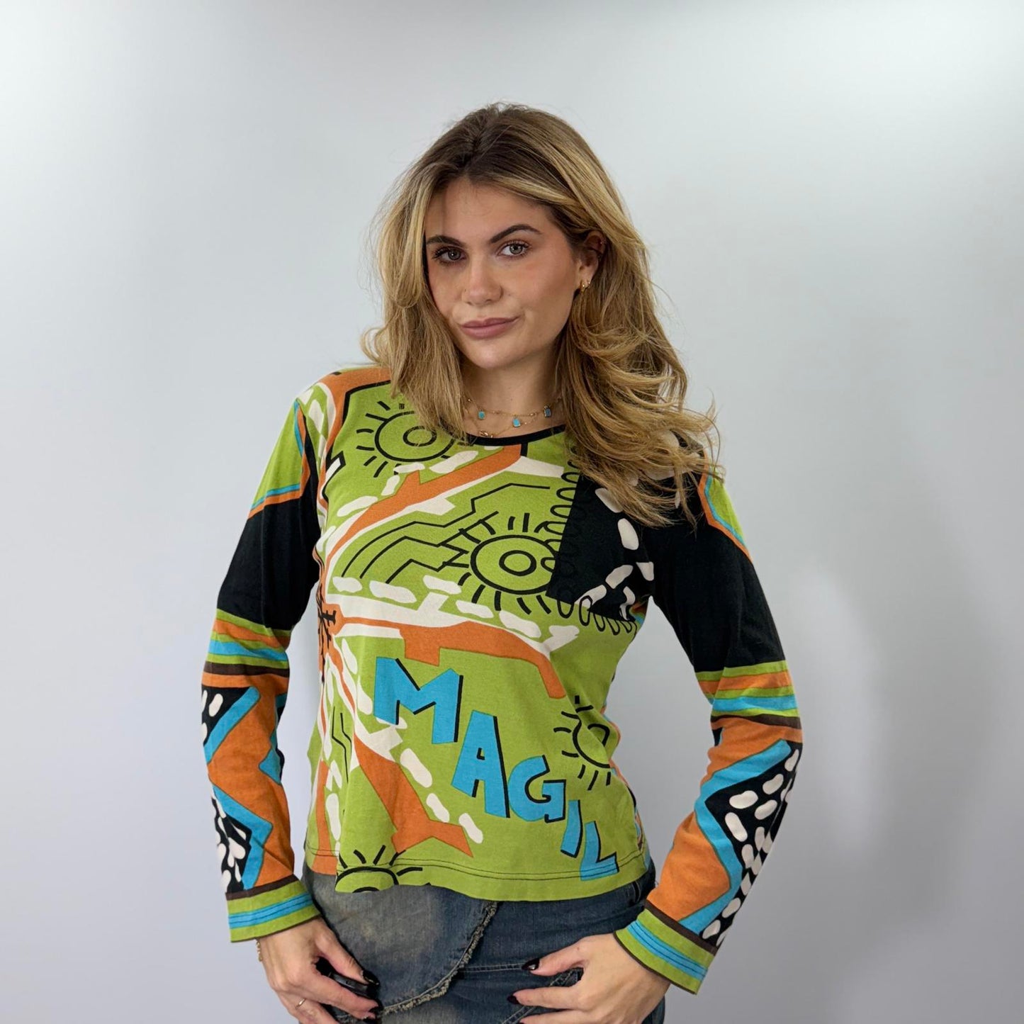 No Sweat Long Sleeve Printed Top- SIZE L