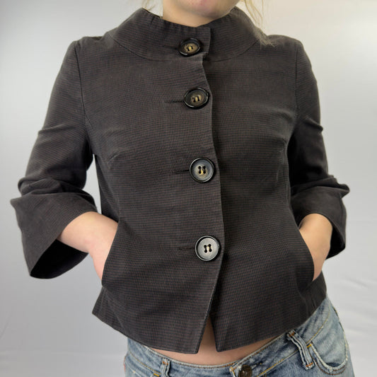 Old Label Topshop Dark Brown Button-Up PeaCoat - SIZE S