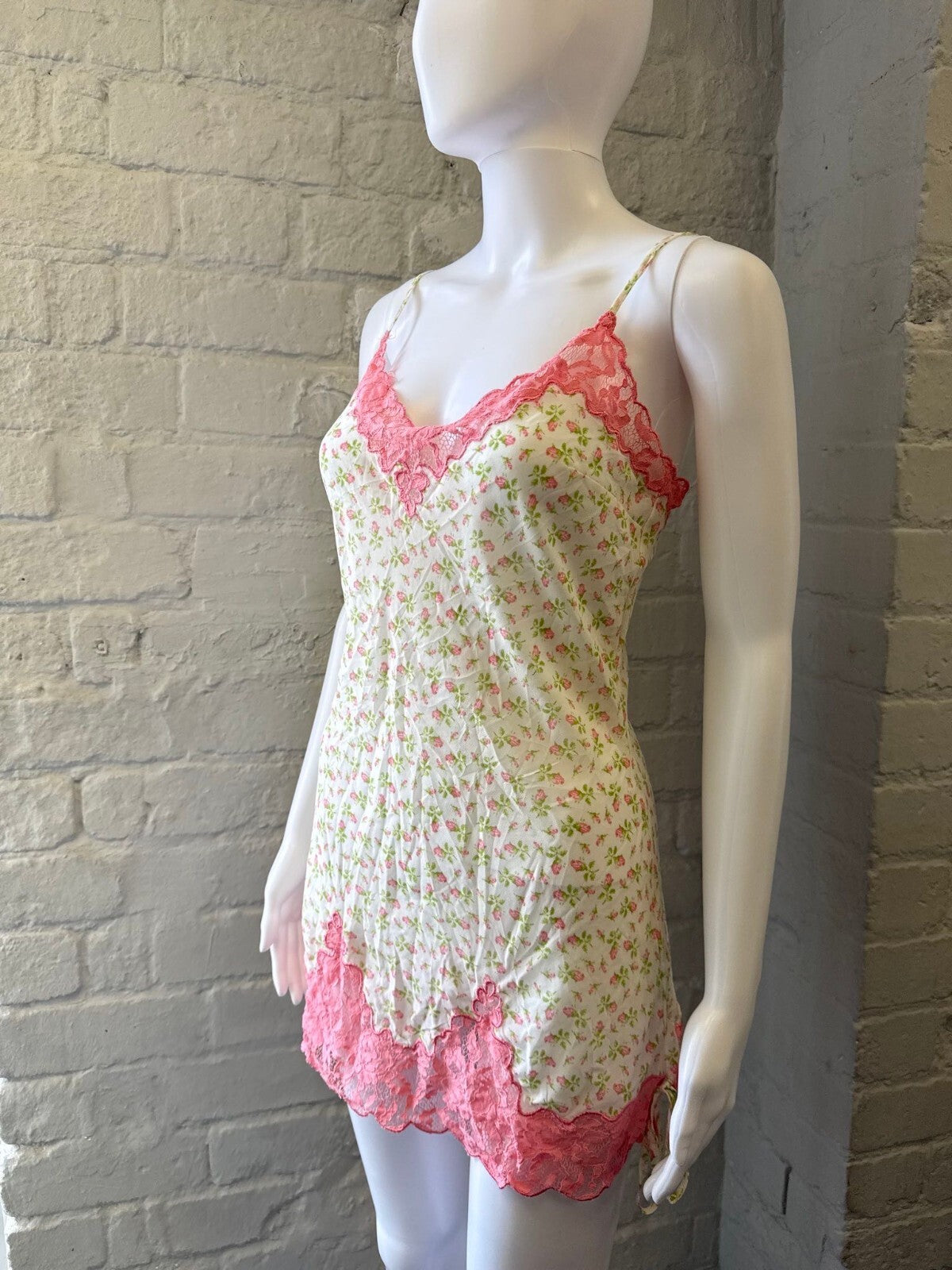 Floral Lace Trim Slip Mini Dress
