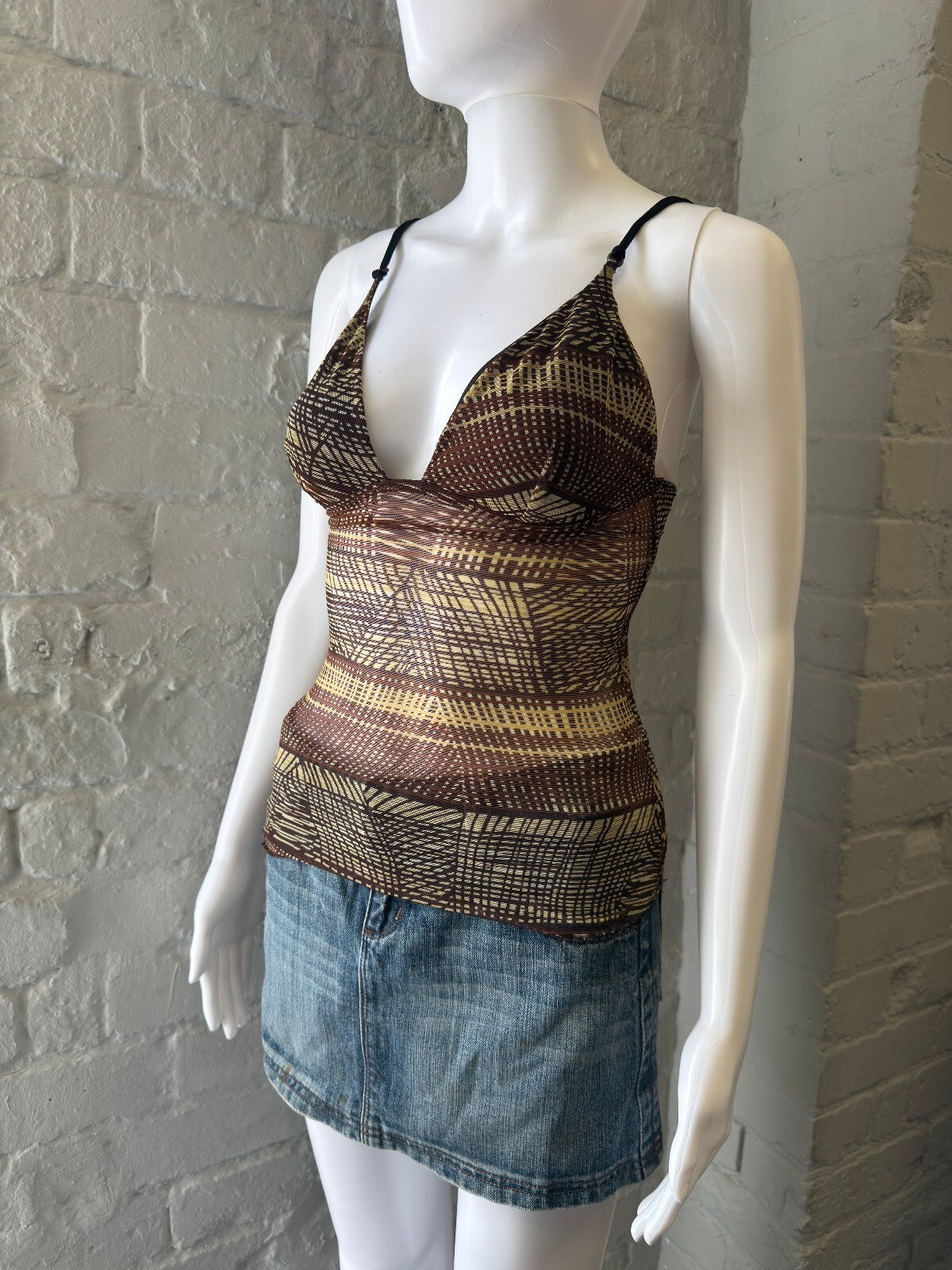 Intimissimi Brown Patterned Spaghetti Strap Corset Top