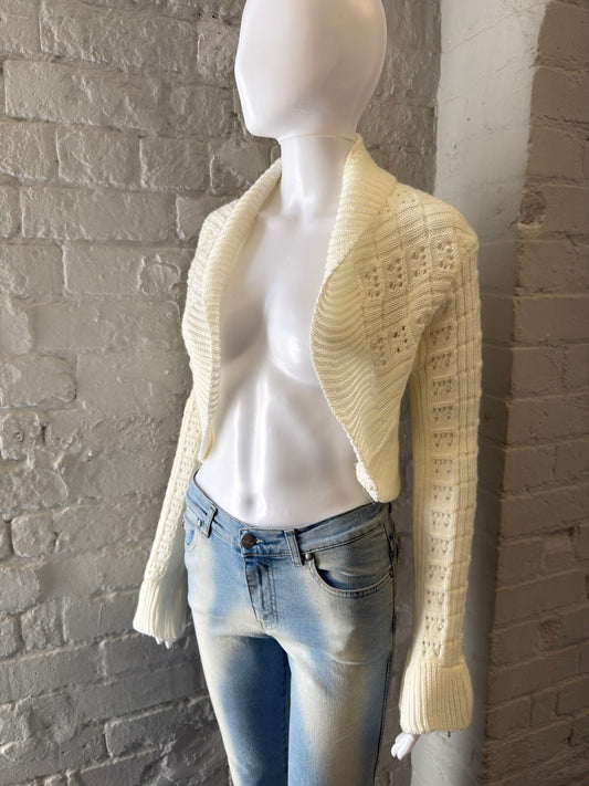 Vintage Cream Crochet Knit Bolero