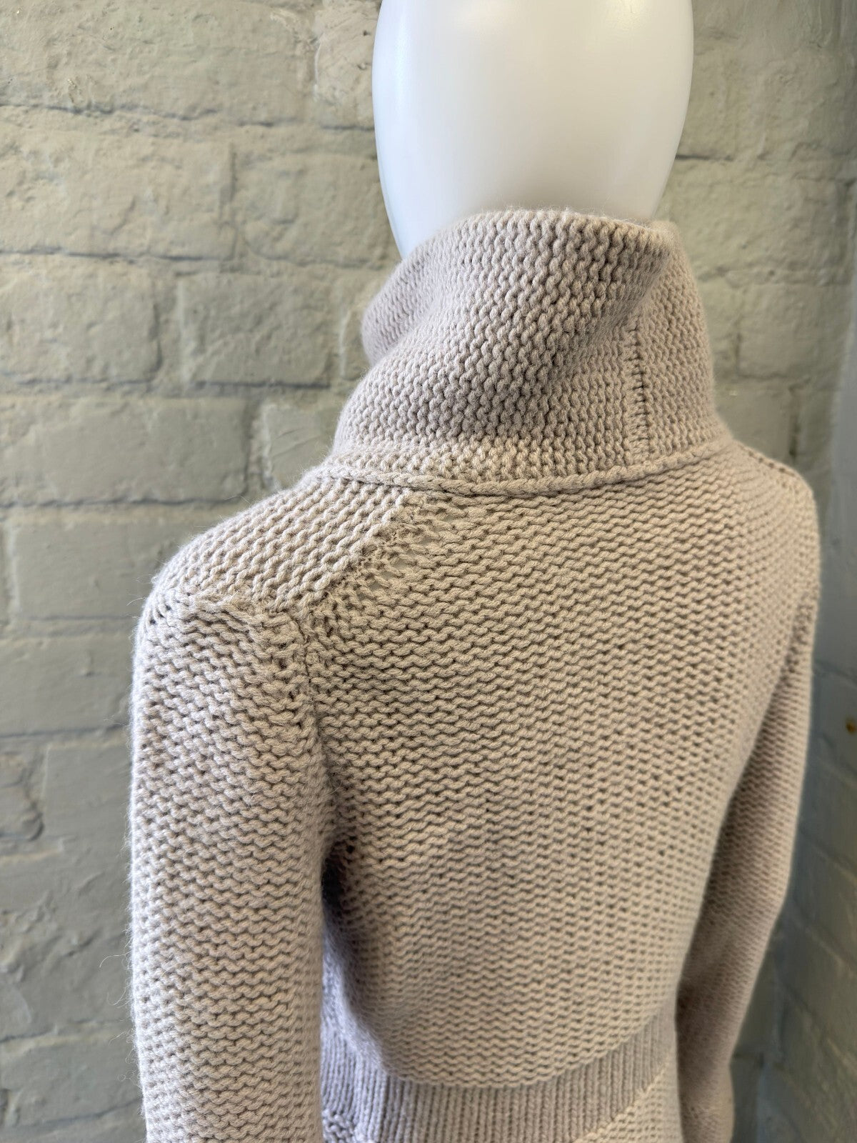 Lilac Knit Long Sleeve Button-Up Cardigan with High Neck