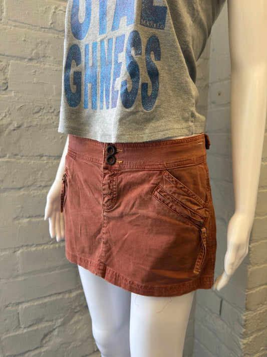 Rust Orange Cargo Mini Skirt