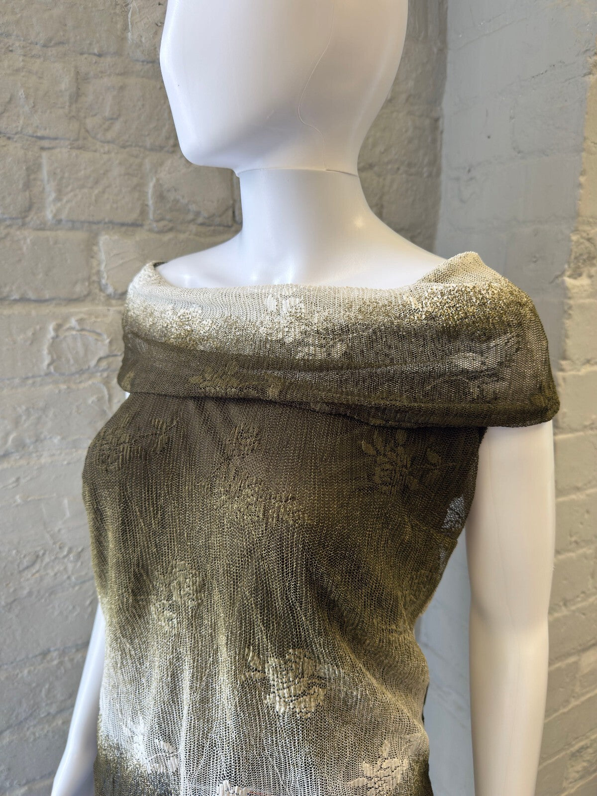 Olive Green Floral Knit Top
