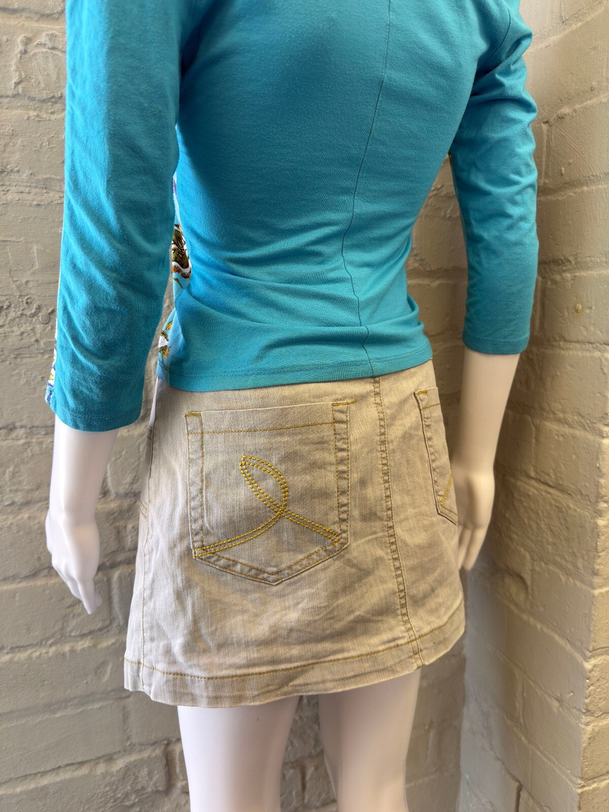 Grey Vintage Denim Mini Skirt