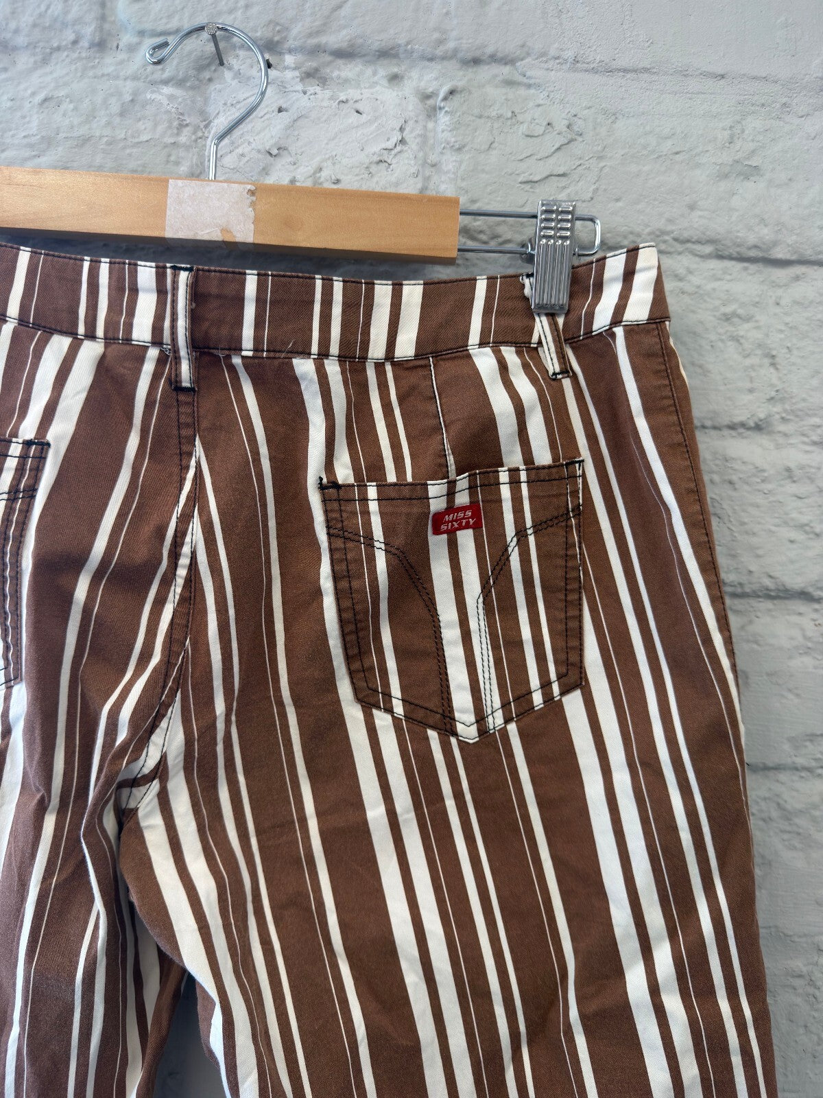 Miss Sixty Brown and White Stripe Trousers