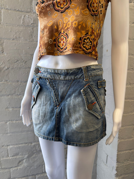Phard Denim Mini Skirt with Front Pockets