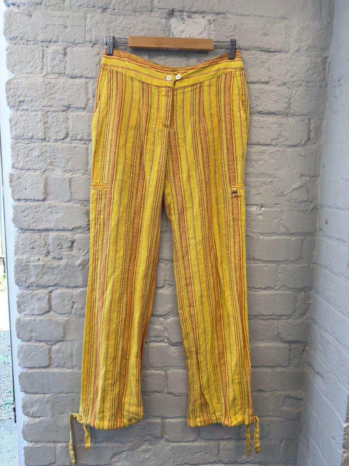 Yellow Striped Linen Trousers